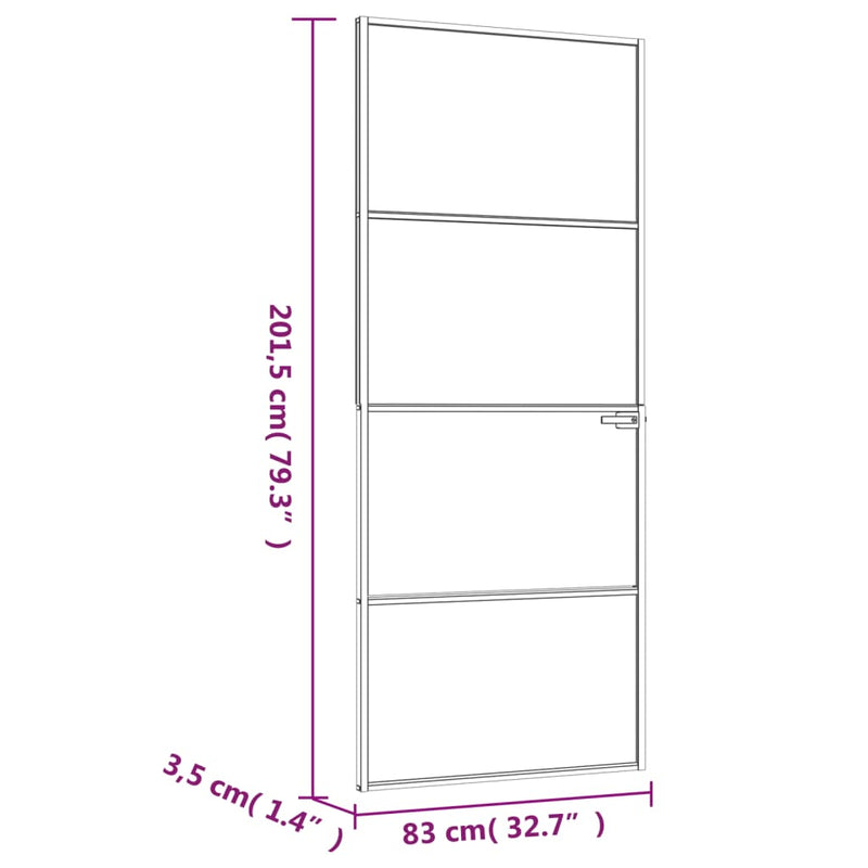 vidaXL fekete edzett üveg és alumínium vékony beltéri ajtó 83x201,5 cm