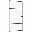 vidaXL fekete edzett üveg és alumínium vékony beltéri ajtó 102x201,5cm
