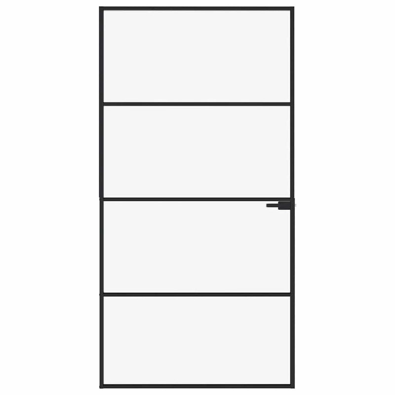vidaXL fekete edzett üveg és alumínium vékony beltéri ajtó 102x201,5cm