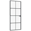 vidaXL fekete edzett üveg és alumínium vékony beltéri ajtó 83x201,5 cm