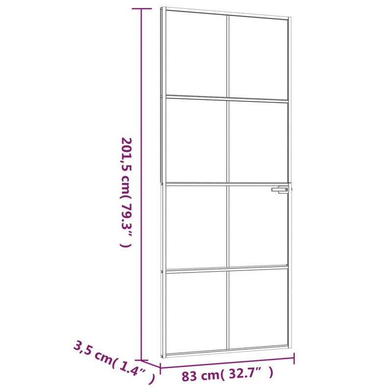 vidaXL fekete edzett üveg és alumínium vékony beltéri ajtó 83x201,5 cm