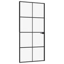 vidaXL fekete edzett üveg és alumínium vékony beltéri ajtó 93x201,5 cm