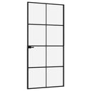 vidaXL fekete edzett üveg és alumínium vékony beltéri ajtó 93x201,5 cm