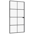 vidaXL fekete edzett üveg és alumínium vékony beltéri ajtó 102x201,5cm