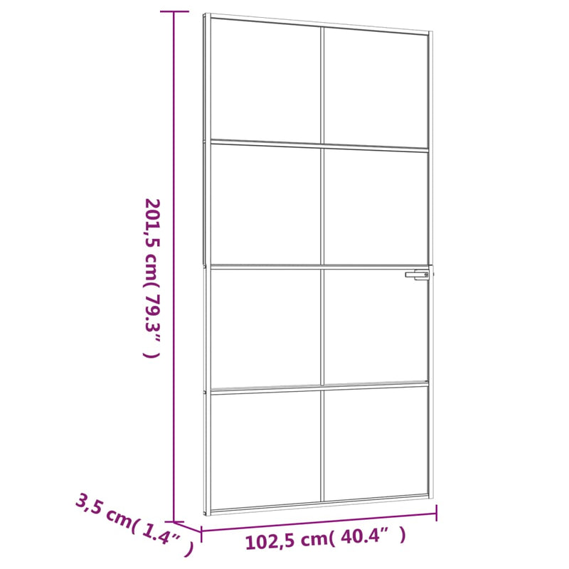 vidaXL fekete edzett üveg és alumínium vékony beltéri ajtó 102x201,5cm
