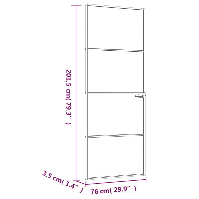 vidaXL fehér edzett üveg és alumínium vékony beltéri ajtó 76x201,5 cm