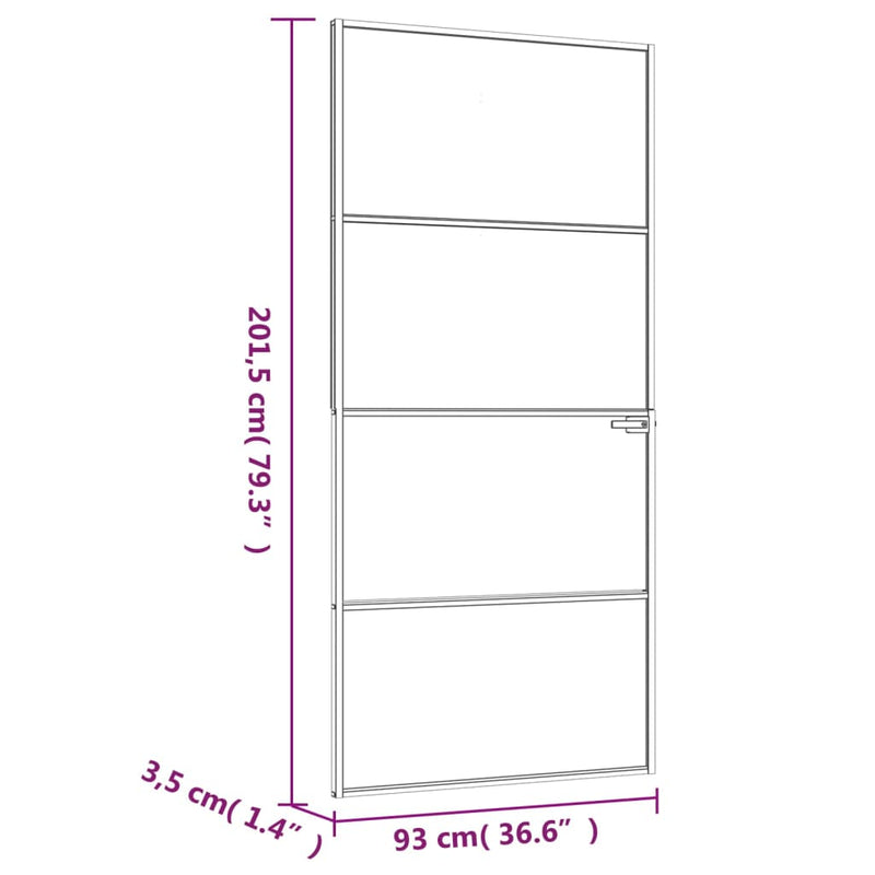 vidaXL fehér edzett üveg és alumínium vékony beltéri ajtó 93x201,5 cm