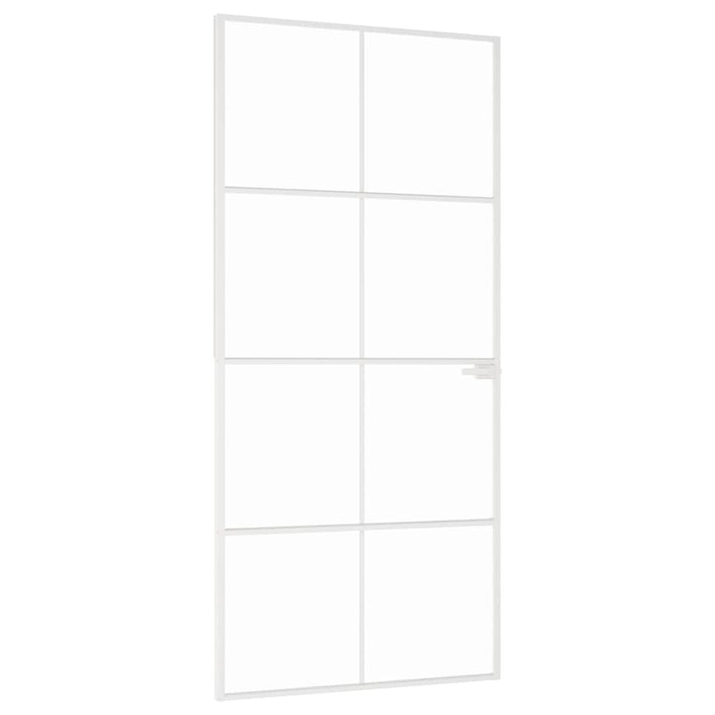 vidaXL fehér edzett üveg és alumínium vékony beltéri ajtó 93x201,5 cm
