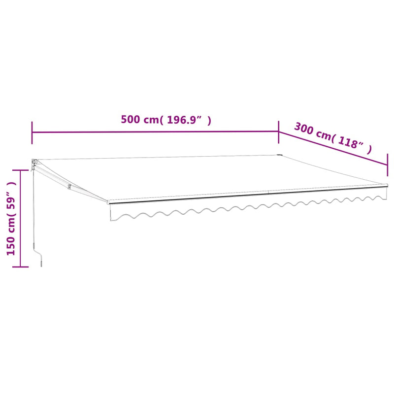 vidaXL kék és fehér automata behúzható napellenző 5 x 3 m