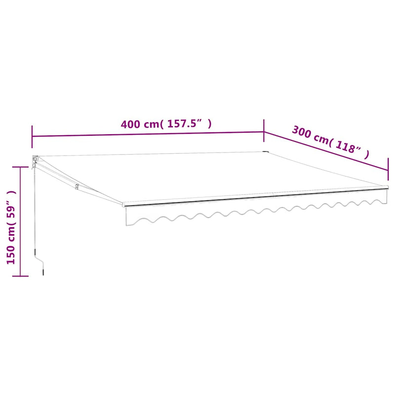 vidaXL krémszínű automata behúzható napellenző 4 x 3 m