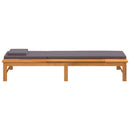 vidaXL tömör akácfa napozóágy sötétszürke párnákkal