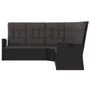 vidaXL fekete polyrattan dönthető sarokkanapé párnával