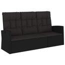 vidaXL fekete polyrattan dönthető kerti pad párnával 173 cm