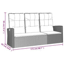 vidaXL fekete polyrattan dönthető kerti pad párnával 173 cm