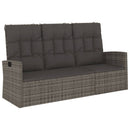 vidaXL szürke polyrattan dönthető kerti pad párnával 173 cm