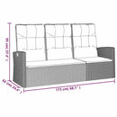 vidaXL szürke polyrattan dönthető kerti pad párnával 173 cm