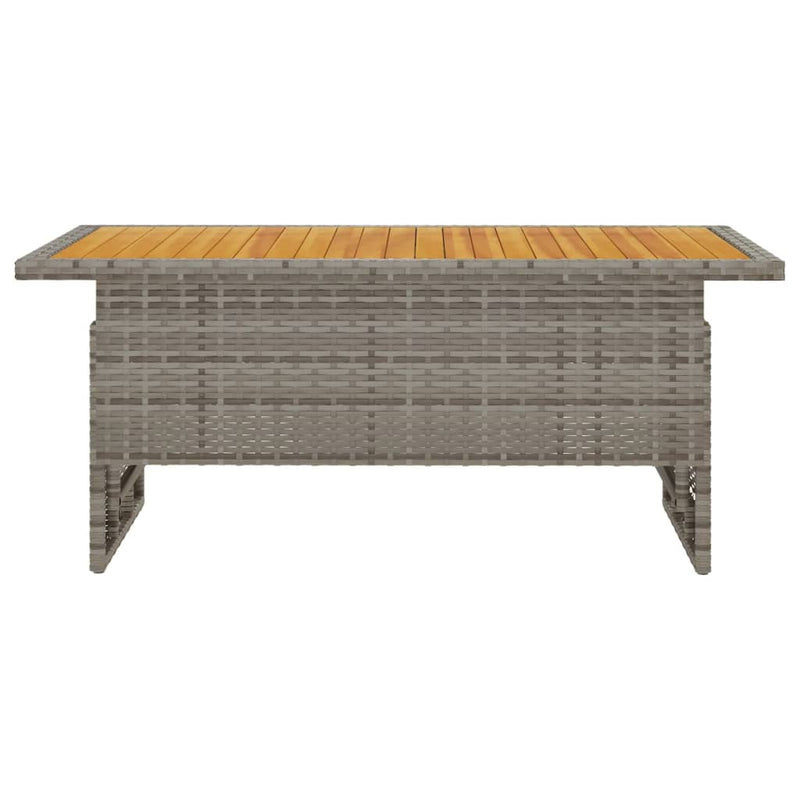 vidaXL szürke tömör akácfa és polirattan kerti asztal 100x50x43/63 cm
