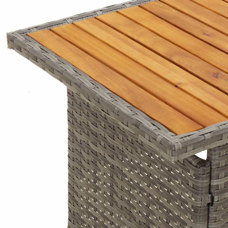 vidaXL szürke tömör akácfa és polirattan kerti asztal 100x50x43/63 cm