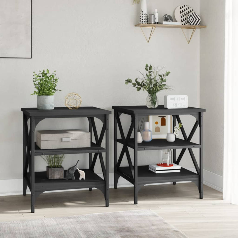 vidaXL 2 db fekete szerelt fa kisasztal 40 x 42 x 50 cm