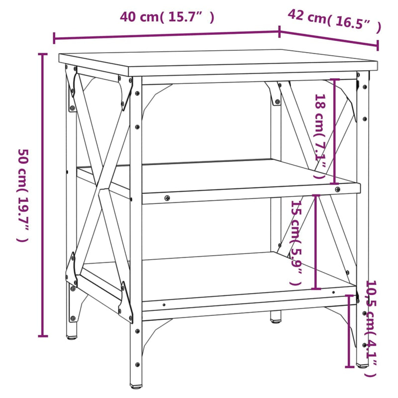 vidaXL 2 db fekete szerelt fa kisasztal 40 x 42 x 50 cm