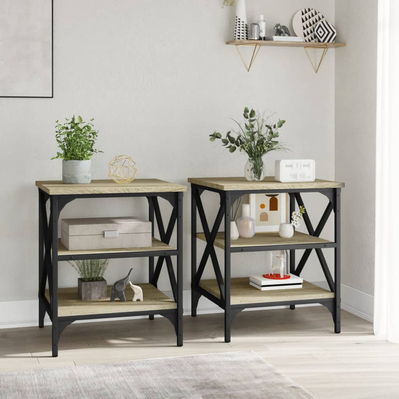 vidaXL 2 db sonoma tölgy színű szerelt fa kisasztal 40 x 42 x 50 cm