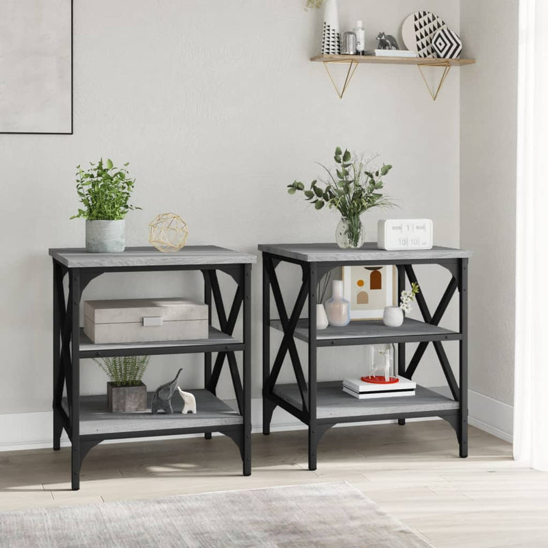 vidaXL 2 db szürke sonoma színű szerelt fa kisasztal 40 x 42 x 50 cm