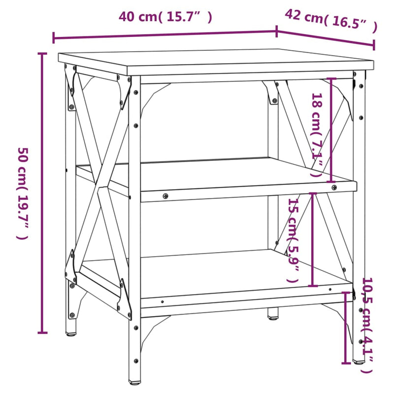 vidaXL 2 db szürke sonoma színű szerelt fa kisasztal 40 x 42 x 50 cm