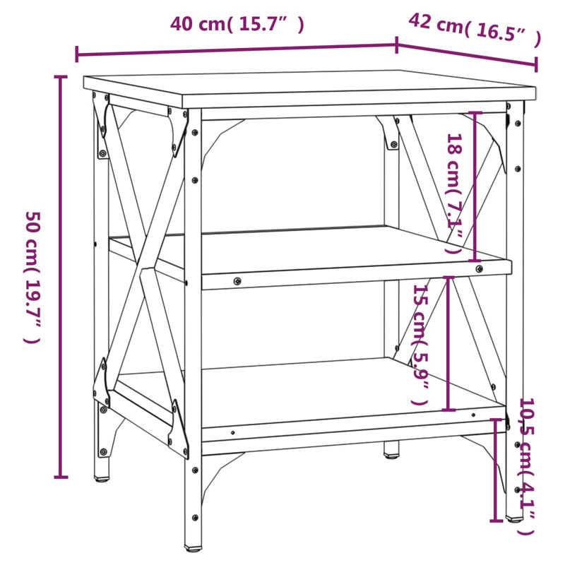 vidaXL 2 db barna tölgy színű szerelt fa kisasztal 40 x 42 x 50 cm