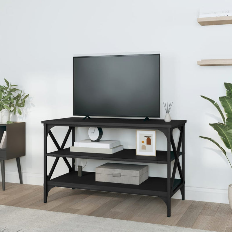 vidaXL fekete szerelt fa TV-szekrény 80x40x50 cm