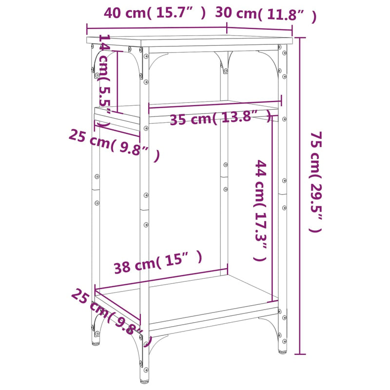 vidaXL fekete színű szerelt fa kisasztal 40 x 30 x 75 cm