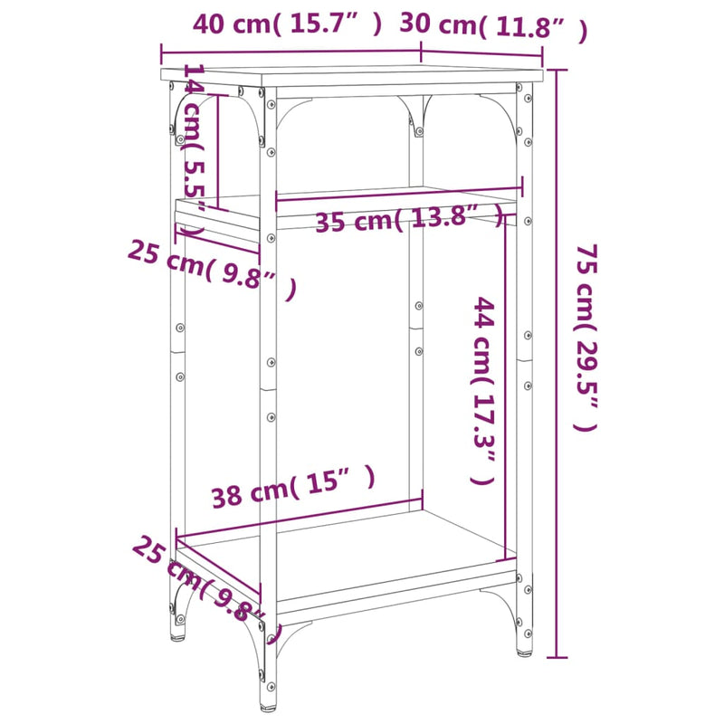vidaXL füstös tölgy színű szerelt fa kisasztal 40 x 30 x 75 cm