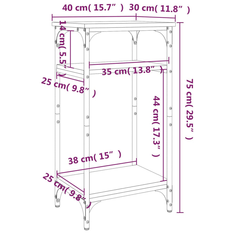 vidaXL szürke sonoma színű szerelt fa kisasztal 40 x 30 x 75 cm