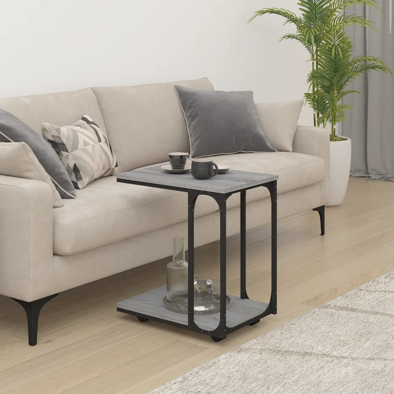 vidaXL szürke sonoma színű szerelt fa kerekes kisasztal 50x35x55,5 cm