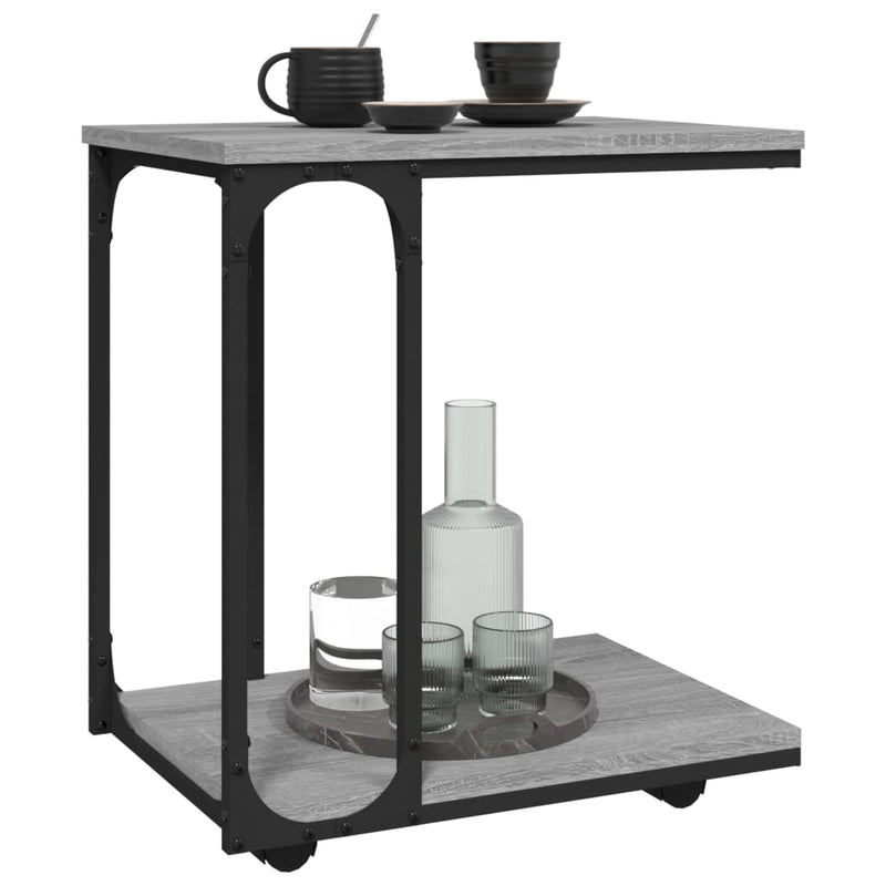 vidaXL szürke sonoma színű szerelt fa kerekes kisasztal 50x35x55,5 cm
