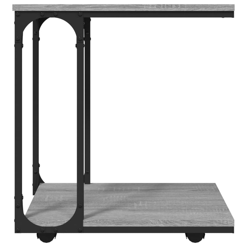 vidaXL szürke sonoma színű szerelt fa kerekes kisasztal 50x35x55,5 cm