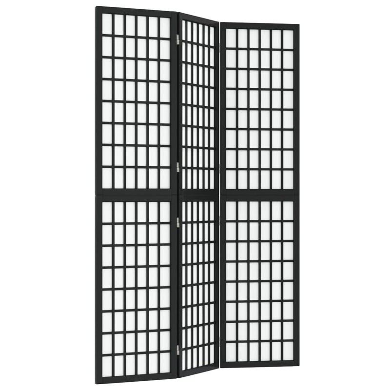 vidaXL 3 paneles fekete japán stílusú összecsukható paraván 120x170 cm
