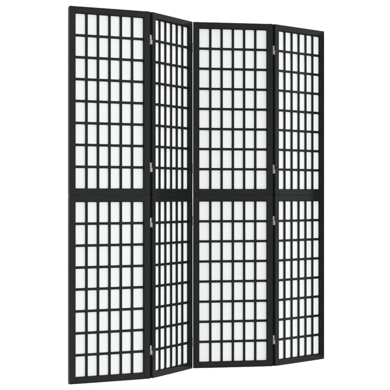 vidaXL 4 paneles fekete japán stílusú összecsukható paraván 160x170 cm