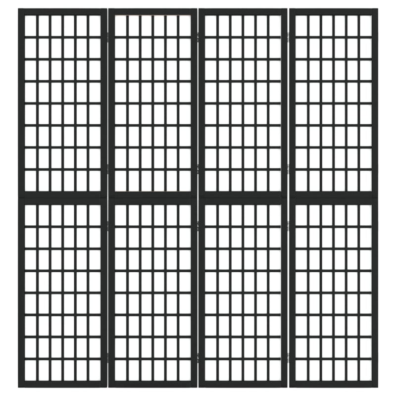 vidaXL 4 paneles fekete japán stílusú összecsukható paraván 160x170 cm