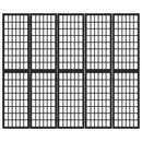 vidaXL 5 paneles fekete japán stílusú összecsukható paraván 200x170 cm