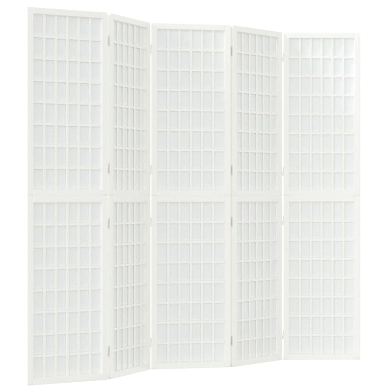 vidaXL 5 paneles fehér japán stílusú összecsukható paraván 200x170 cm