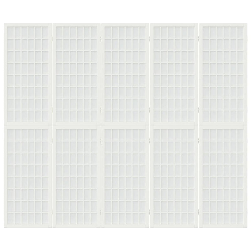 vidaXL 5 paneles fehér japán stílusú összecsukható paraván 200x170 cm