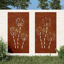 vidaXL 2 db virágmintás corten acél kerti faldísz 105 x 55 cm