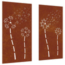 vidaXL 2 db virágmintás corten acél kerti faldísz 105 x 55 cm