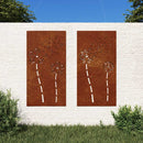vidaXL 2 db virágmintás corten acél kerti faldísz 105 x 55 cm