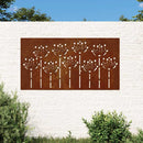vidaXL virágmintás corten acél kerti faldísz 105 x 55 cm