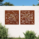 vidaXL 2 db rózsamintás corten acél kerti faldísz 55 x 55 cm