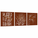 vidaXL 3 db fűmintás corten acél kerti faldísz 55 x 55 cm