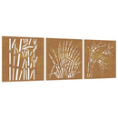 vidaXL 3 db fűmintás corten acél kerti faldísz 55 x 55 cm