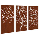 vidaXL 3 db famintás corten acél kerti faldísz 105 x 55 cm