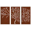 vidaXL 3 db famintás corten acél kerti faldísz 105 x 55 cm